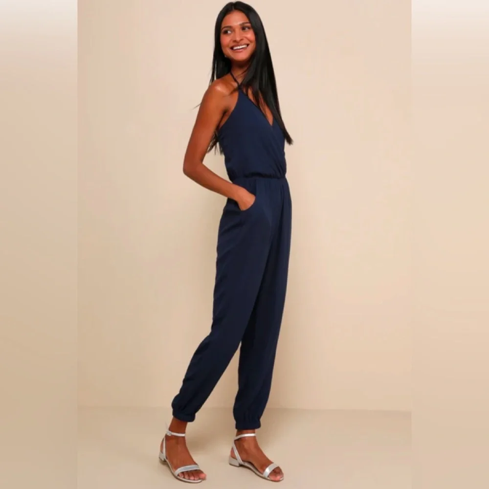 Lulu’s navy blue jumpsuit - Picture 1 of 2